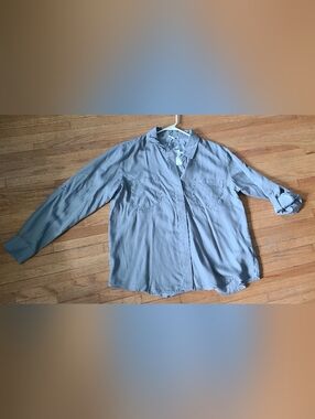 Maurices Womens Green Roll Tab Sleeve Button Down Blouse Size XXL